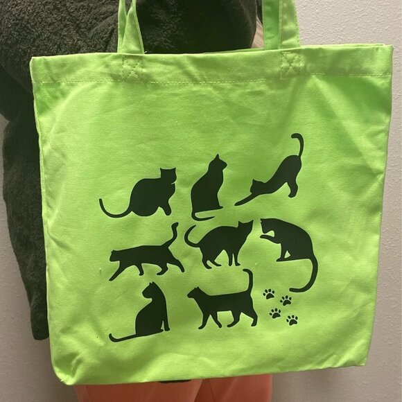 Cats Neon Green Tote Bag - Picture 1 of 1